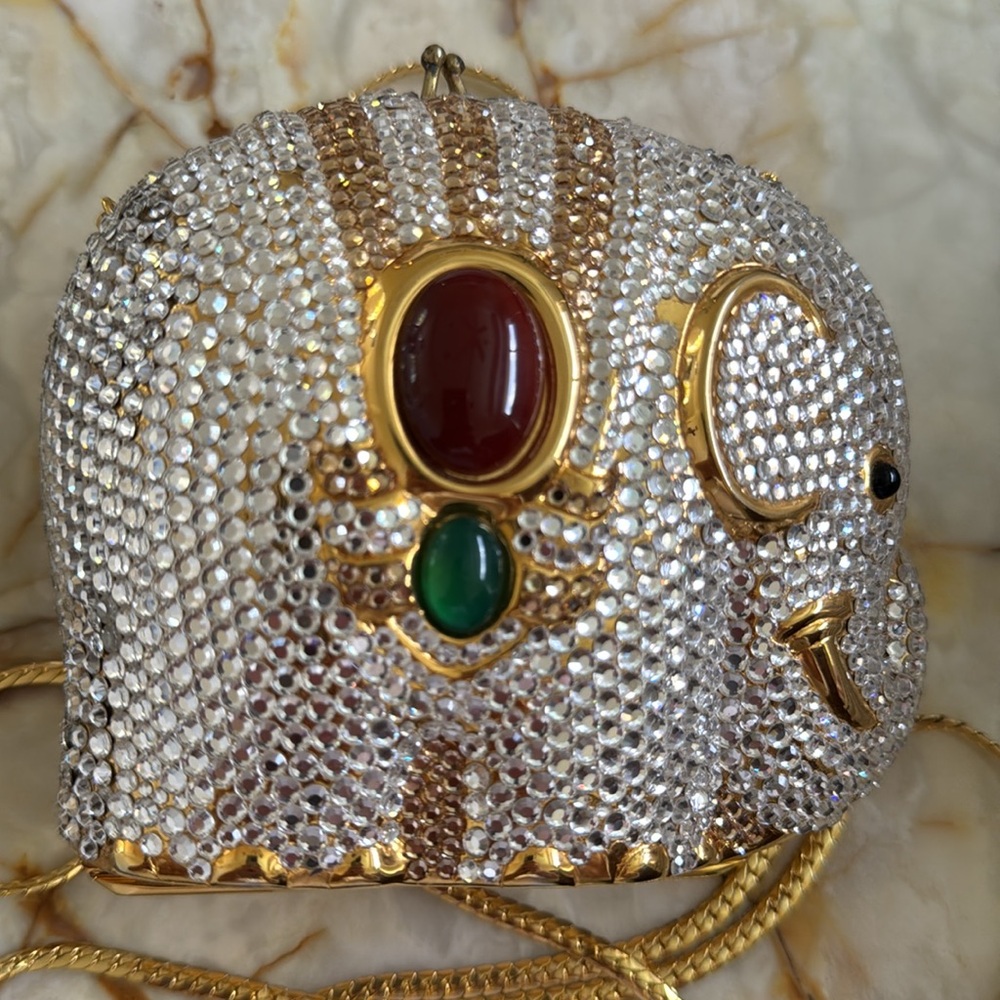 ELEGANT ELEPHANT LUXURIOUS SWAROVSKI CRYSTALS NIGHT BAG - Picture 3 of 12